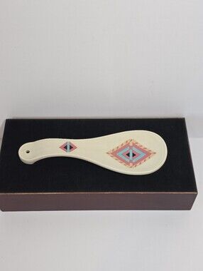 Sango Zuni Stoneware Spoon Rest Vintage Southwestern Geometric Pastel
